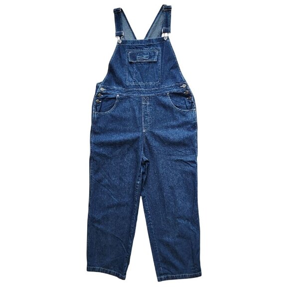 Vtg 90s Crazy Horse Denim Jean Overalls Liz Claiborne Womens Large Retro Y2K - Picture 1 of 5